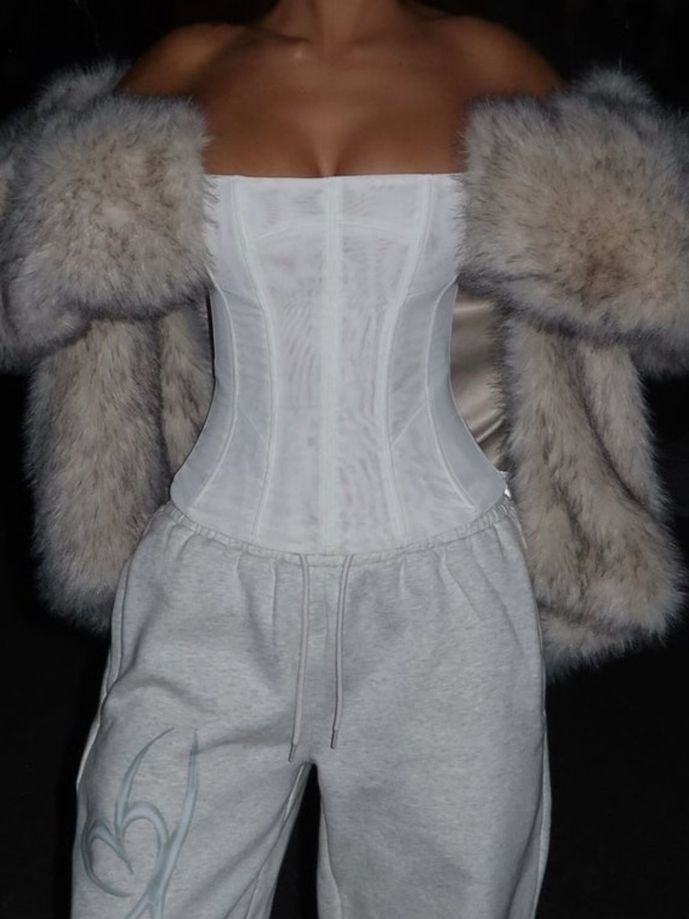 NWT Outcast XS SOLA MESH CORSET TOP WHITE bustier shaping flattering cream - Picture 4 of 14